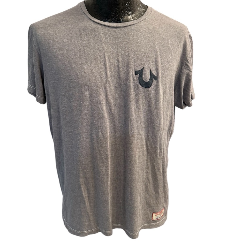 True Religion Gray Short Sleeve Tee with Horseshoe Logo